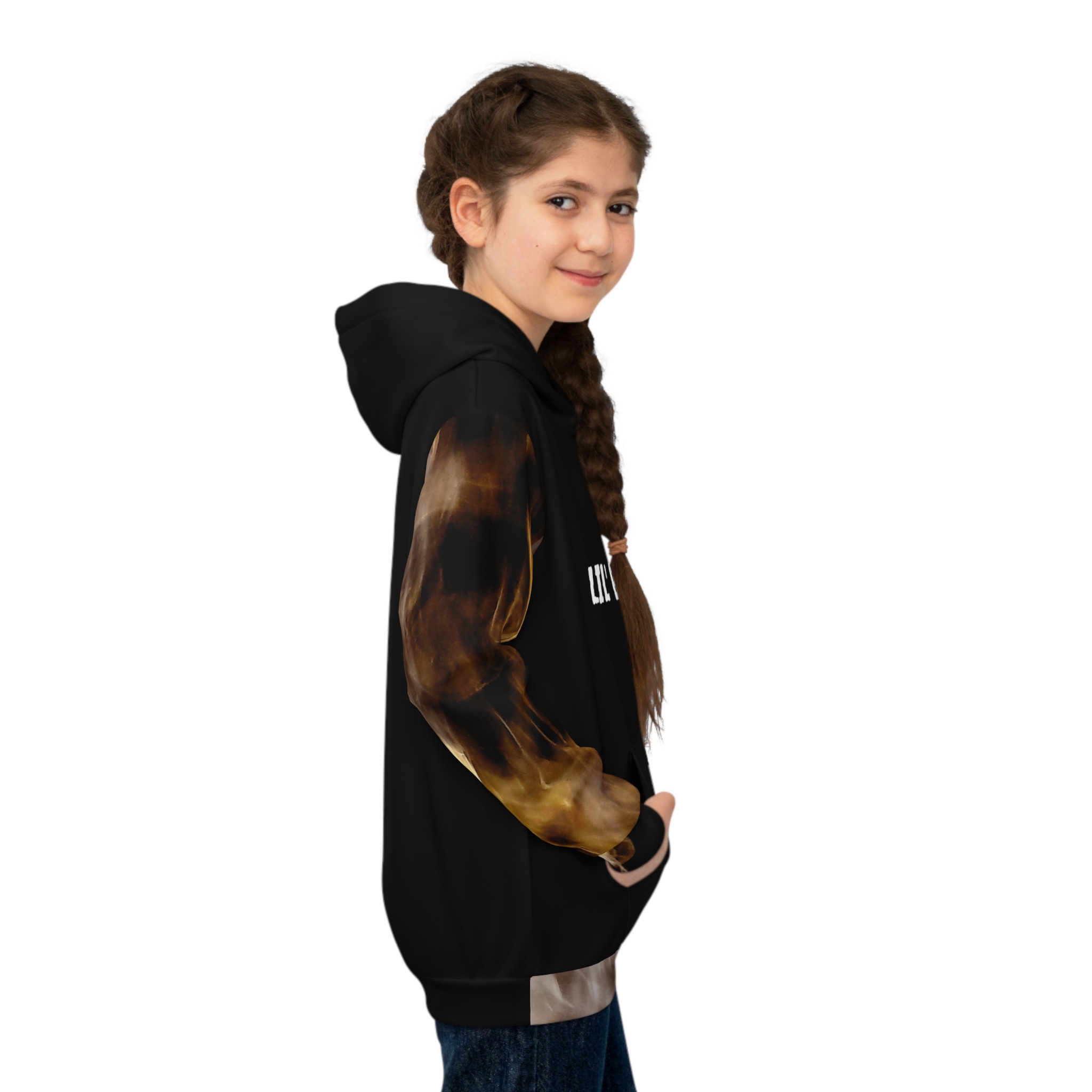 Kids Hoodie - Lil' Boo Thing - Spooky Halloween Flame Sleeves - Image 7