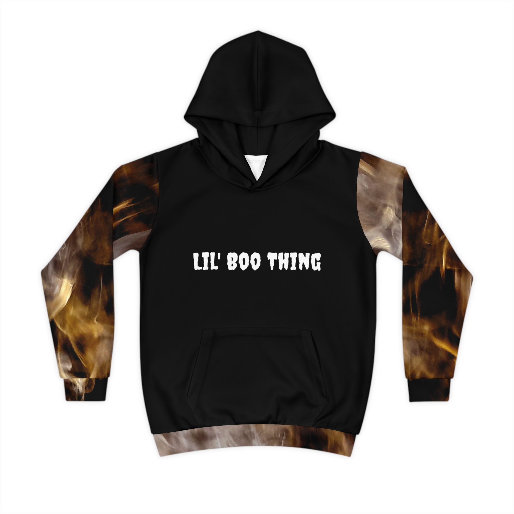 Kids Hoodie - Lil' Boo Thing - Spooky Halloween Flame Sleeves - Image 2