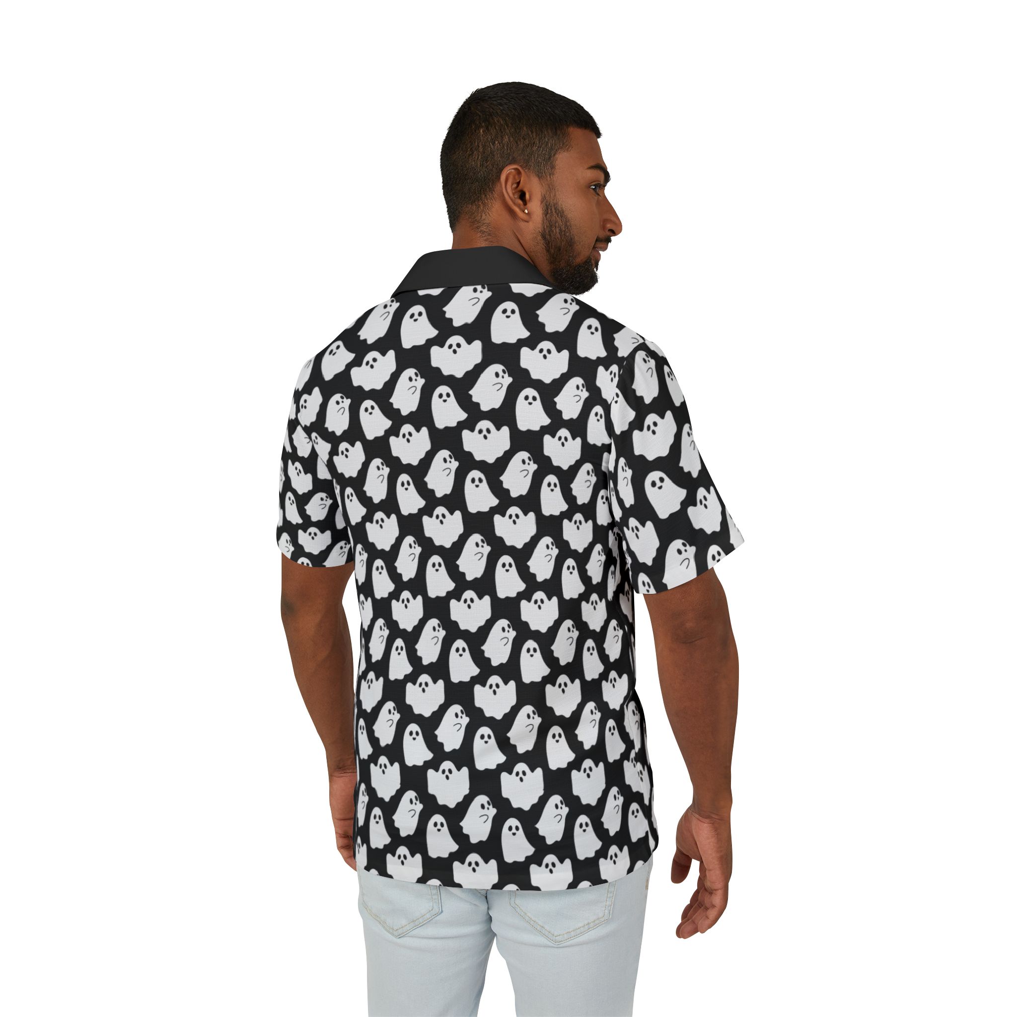 Ghostly Vibes Hawaiian Camp Shirt, Perfect for Summer, Beach Parties, Halloween, Vacation Wear, Casual Style - Image 4