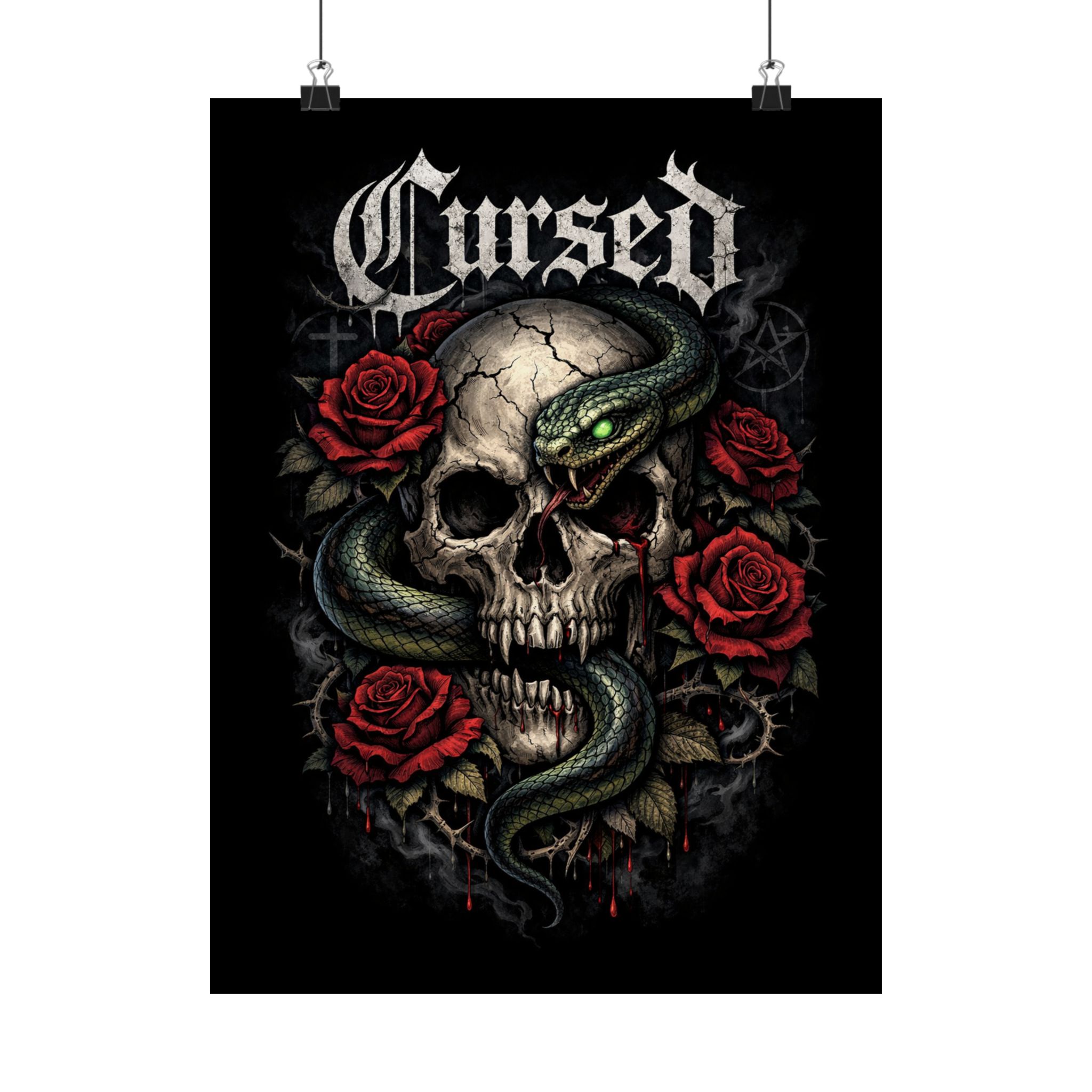 Cursed Skull & Snake Matte Poster — Gothic Rose Dark Art Wall Print - Image 9