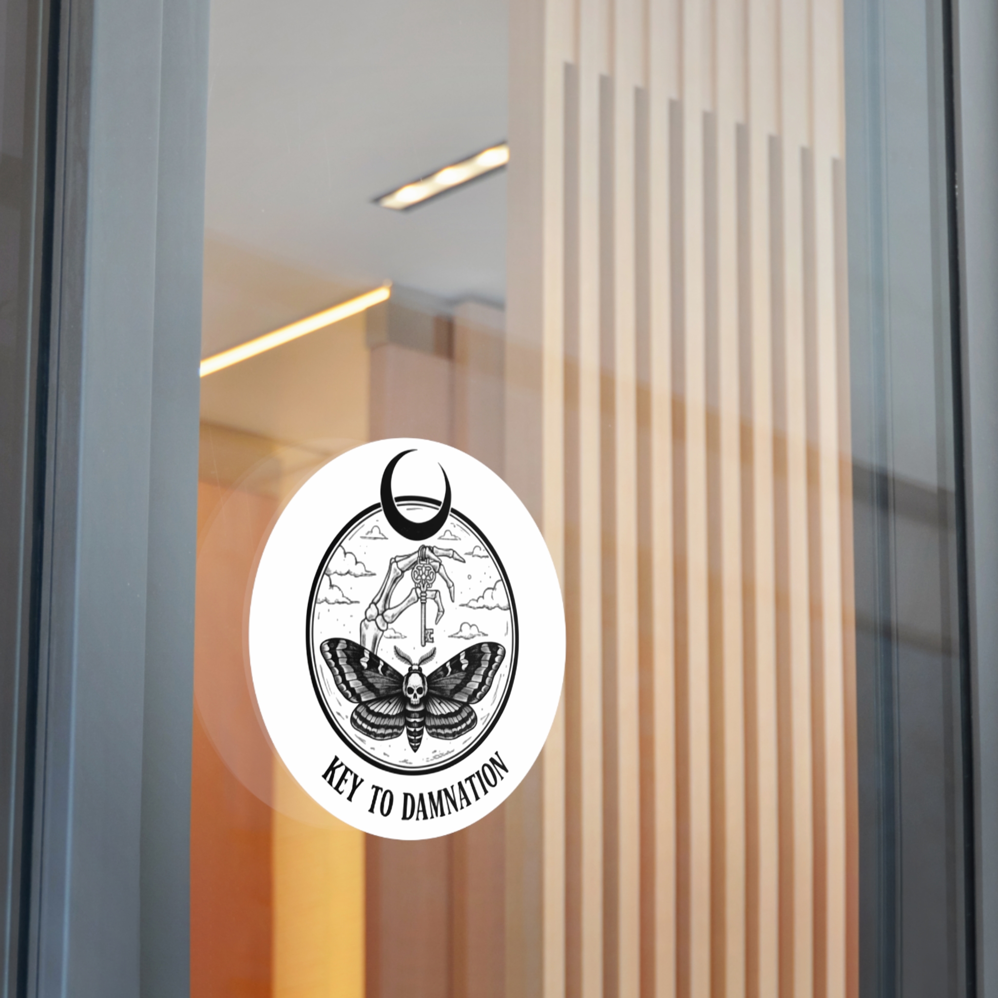 Key to Damnation Moth Round Vinyl Sticker — Gothic Skeleton Key Decal - Image 19