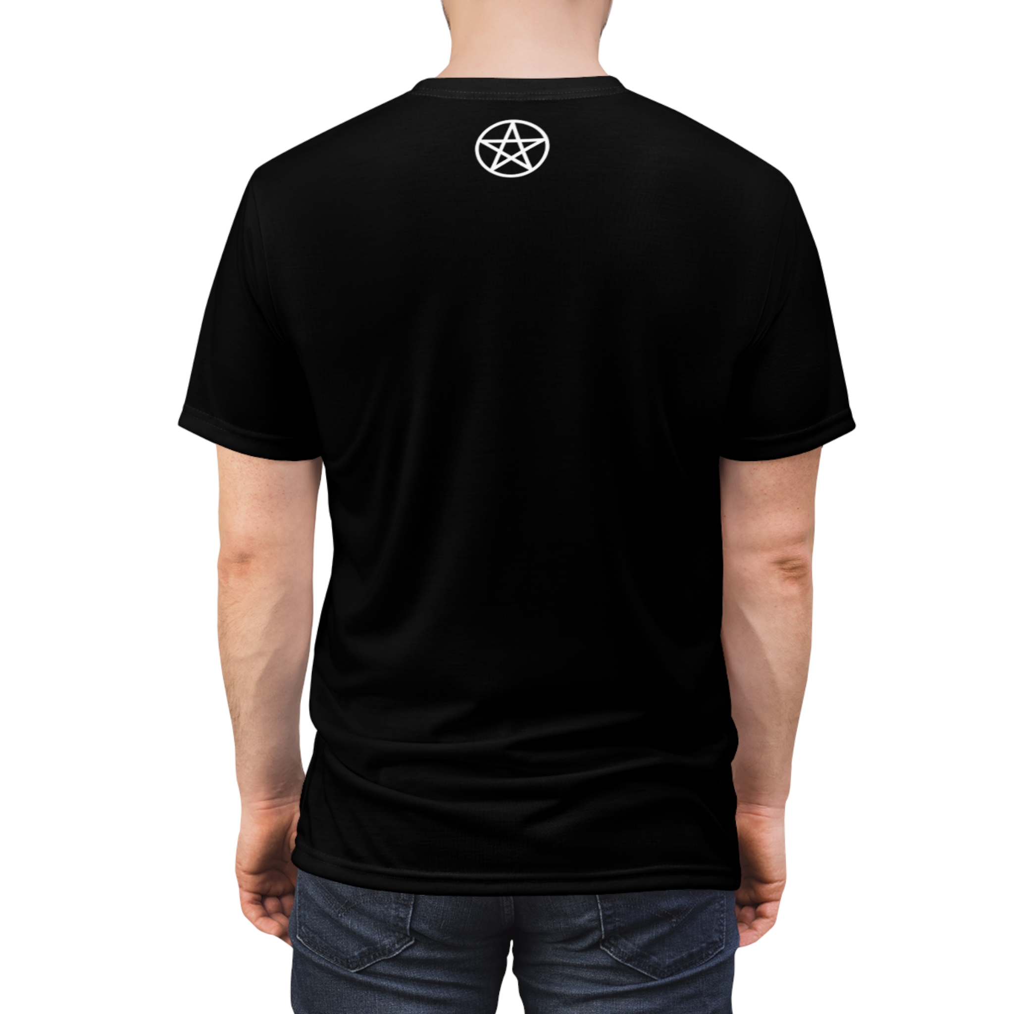 Resting Witch Face Gothic Tee — Creepy Pentagram Black T-Shirt - Image 5