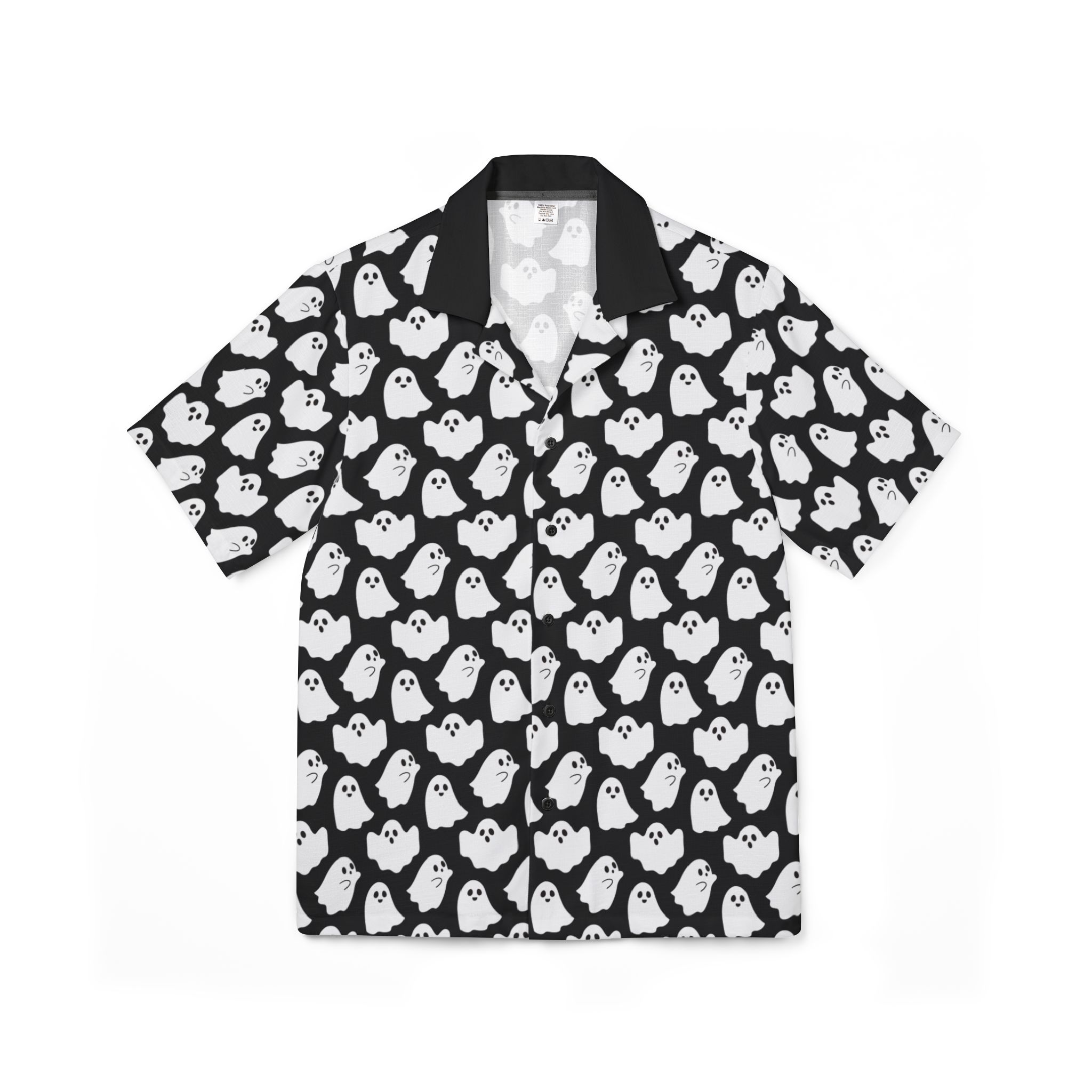 Ghostly Vibes Hawaiian Camp Shirt, Perfect for Summer, Beach Parties, Halloween, Vacation Wear, Casual Style