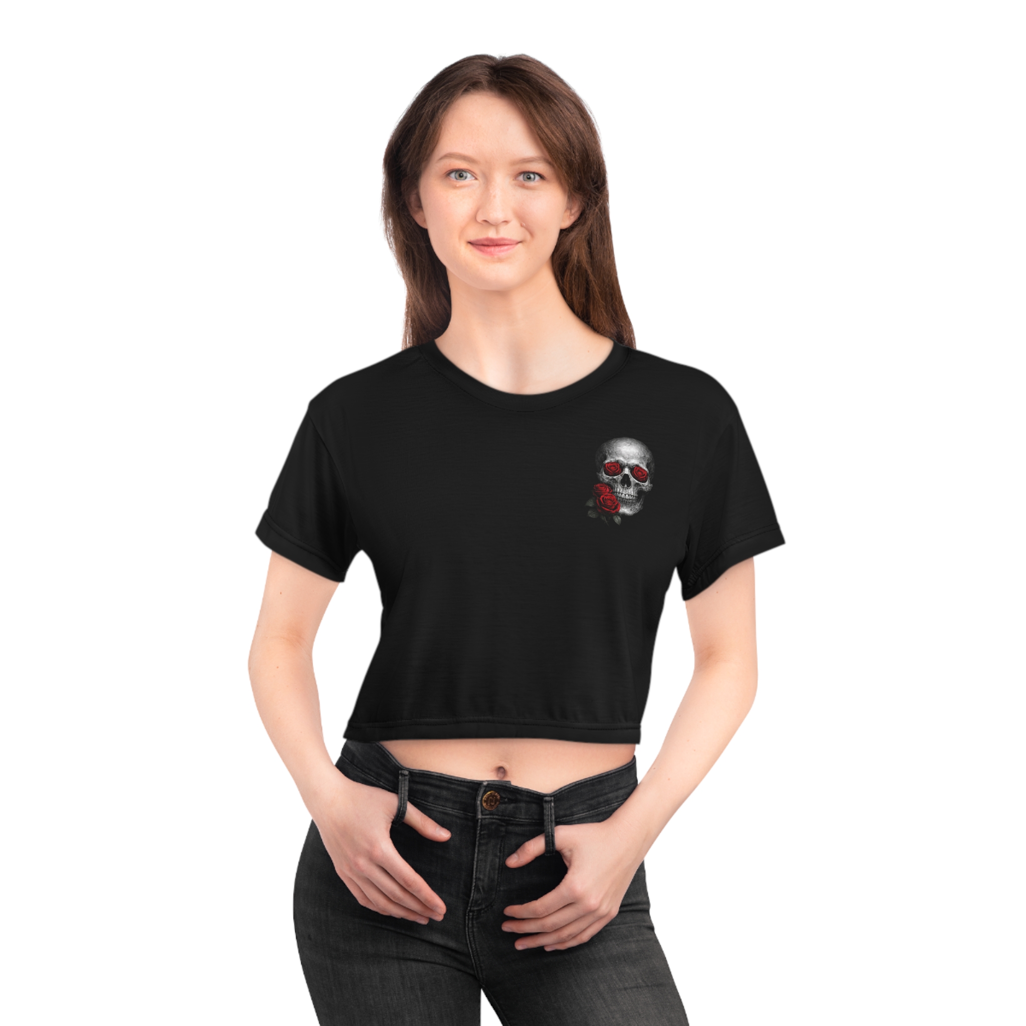 Cursed Rose Skull Gothic Crop Tee — Women's Gothic Crop Top - Image 3