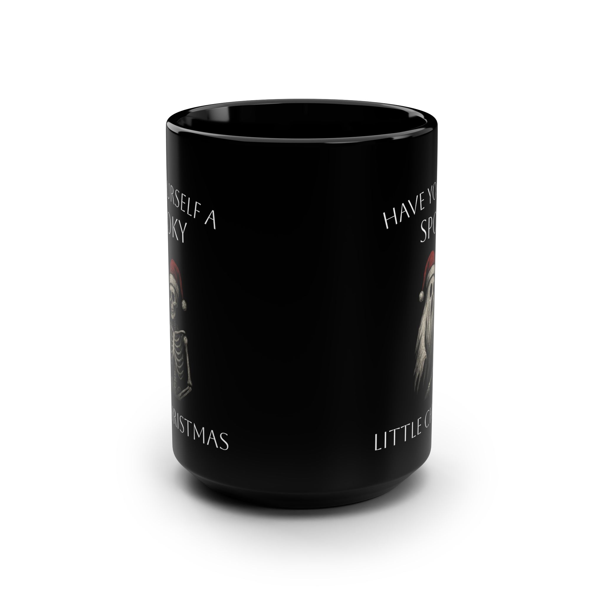 Spooky Little Christmas Black Mug — 15oz Holiday Halloween-Christmas Coffee Cup - Image 2